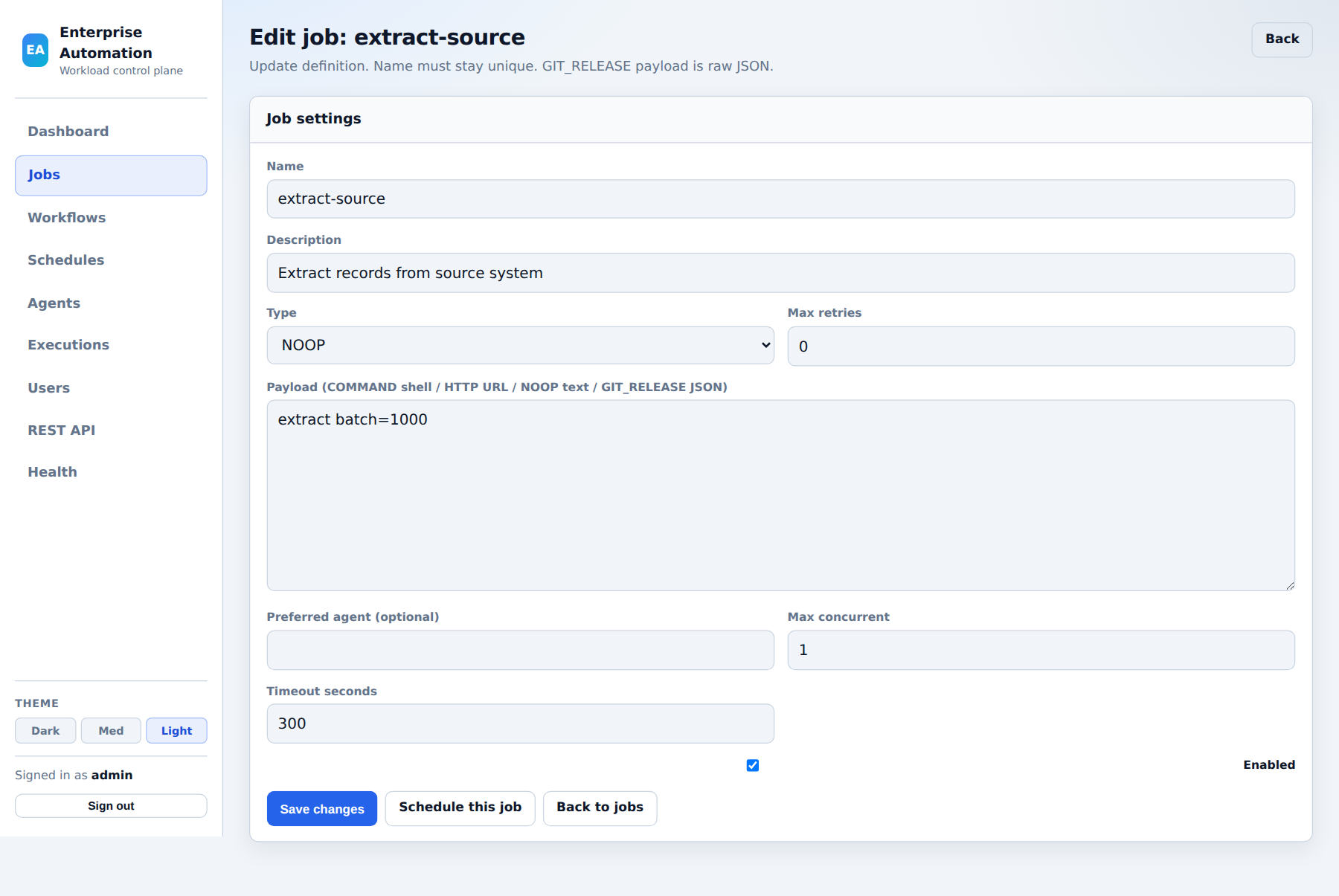 Job editor